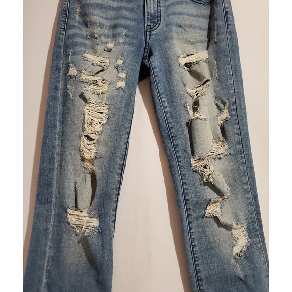 KanCan Distressed Light Wash Mid Rise Skinny Jeans Womens Size 26 Ripped Grunge - Picture 5 of 11